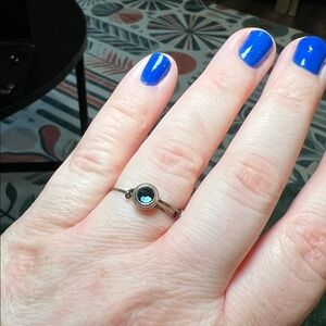 Alex and Ani Silver Blue Gem Adjustable Ring